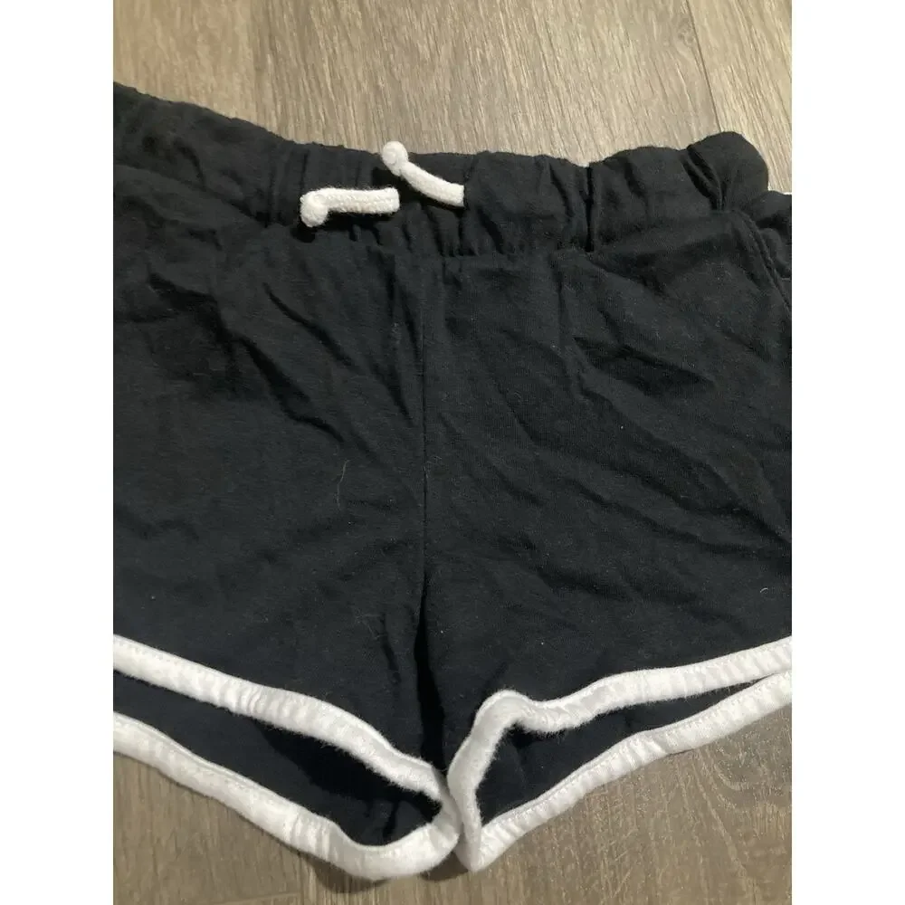 Old Navy Girls Black Shorts White Trim Size 8 Medium Cotton Blend Stretch Pocket